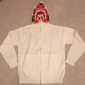 Bape Tiger Wool Parka White A Bathing Ape Rare NEW